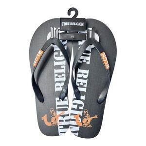 True Religion Aydin Flip Flops Mens Size 11M Black